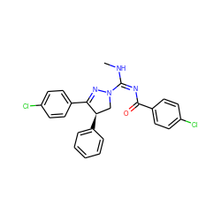 CNC(=NC(=O)c1ccc(Cl)cc1)N1C[C@@H](c2ccccc2)C(c2ccc(Cl)cc2)=N1 ZINC000013559267