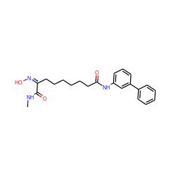 CNC(=O)/C(CCCCCCC(=O)Nc1cccc(-c2ccccc2)c1)=N\O ZINC000071318457