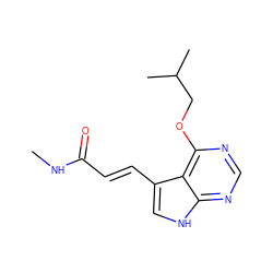 CNC(=O)/C=C/c1c[nH]c2ncnc(OCC(C)C)c12 ZINC000208110633