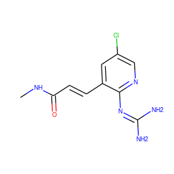 CNC(=O)/C=C/c1cc(Cl)cnc1N=C(N)N ZINC000013436521