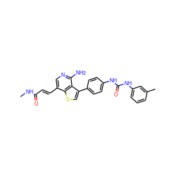 CNC(=O)/C=C/c1cnc(N)c2c(-c3ccc(NC(=O)Nc4cccc(C)c4)cc3)csc12 ZINC000084616741