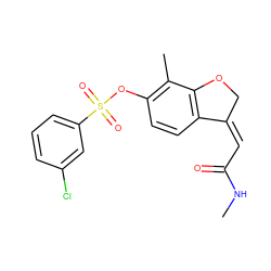 CNC(=O)/C=C1/COc2c1ccc(OS(=O)(=O)c1cccc(Cl)c1)c2C ZINC000101662734