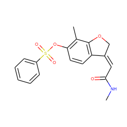 CNC(=O)/C=C1/COc2c1ccc(OS(=O)(=O)c1ccccc1)c2C ZINC000101662738