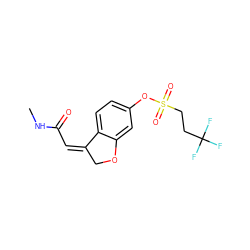 CNC(=O)/C=C1/COc2cc(OS(=O)(=O)CCC(F)(F)F)ccc21 ZINC000095582673