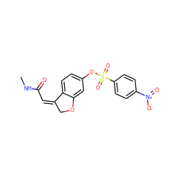 CNC(=O)/C=C1/COc2cc(OS(=O)(=O)c3ccc([N+](=O)[O-])cc3)ccc21 ZINC000095581213