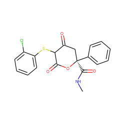 CNC(=O)[C@@]1(c2ccccc2)CC(=O)C(Sc2ccccc2Cl)C(=O)O1 ZINC000299820219