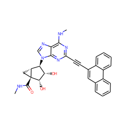 CNC(=O)[C@@]12C[C@@H]1[C@@H](n1cnc3c(NC)nc(C#Cc4cc5ccccc5c5ccccc45)nc31)[C@H](O)[C@@H]2O ZINC000084655430