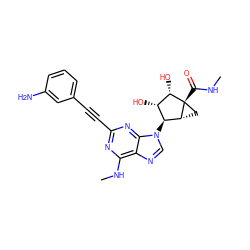CNC(=O)[C@@]12C[C@@H]1[C@@H](n1cnc3c(NC)nc(C#Cc4cccc(N)c4)nc31)[C@H](O)[C@@H]2O ZINC000084723292