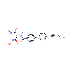 CNC(=O)[C@@H](C(=O)NO)N(C)C(=O)c1ccc(-c2ccc(C#CCOC)cc2)cc1 ZINC000225121487