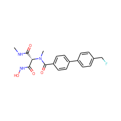 CNC(=O)[C@@H](C(=O)NO)N(C)C(=O)c1ccc(-c2ccc(CF)cc2)cc1 ZINC000225129713