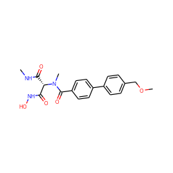 CNC(=O)[C@@H](C(=O)NO)N(C)C(=O)c1ccc(-c2ccc(COC)cc2)cc1 ZINC000219536365