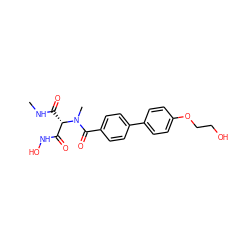 CNC(=O)[C@@H](C(=O)NO)N(C)C(=O)c1ccc(-c2ccc(OCCO)cc2)cc1 ZINC000225123028