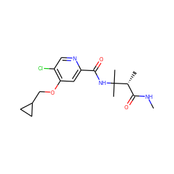 CNC(=O)[C@@H](C)C(C)(C)NC(=O)c1cc(OCC2CC2)c(Cl)cn1 ZINC000149228555