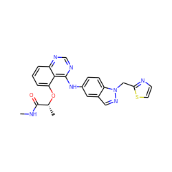 CNC(=O)[C@@H](C)Oc1cccc2ncnc(Nc3ccc4c(cnn4Cc4nccs4)c3)c12 ZINC000029041338