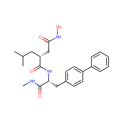 CNC(=O)[C@@H](Cc1ccc(-c2ccccc2)cc1)NC(=O)[C@@H](CC(=O)NO)CC(C)C ZINC000026292874