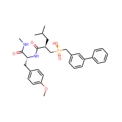 CNC(=O)[C@@H](Cc1ccc(OC)cc1)NC(=O)[C@@H](CC(C)C)C[P@](=O)(O)Cc1cccc(-c2ccccc2)c1 ZINC000028973969