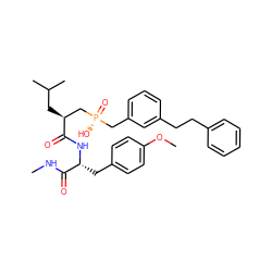 CNC(=O)[C@@H](Cc1ccc(OC)cc1)NC(=O)[C@@H](CC(C)C)C[P@](=O)(O)Cc1cccc(CCc2ccccc2)c1 ZINC000028974016