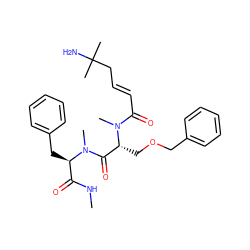 CNC(=O)[C@@H](Cc1ccccc1)N(C)C(=O)[C@@H](COCc1ccccc1)N(C)C(=O)/C=C/CC(C)(C)N ZINC000013781191