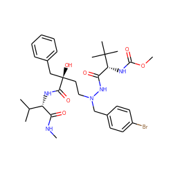 CNC(=O)[C@@H](NC(=O)[C@@](O)(CCN(Cc1ccc(Br)cc1)NC(=O)[C@@H](NC(=O)OC)C(C)(C)C)Cc1ccccc1)C(C)C ZINC000049709427