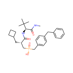 CNC(=O)[C@@H](NC(=O)[C@@H](CC1CCC1)C[P@](=O)(O)Cc1ccc(Cc2ccccc2)cc1)C(C)(C)C ZINC000028973609