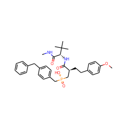 CNC(=O)[C@@H](NC(=O)[C@@H](CCc1ccc(OC)cc1)C[P@](=O)(O)Cc1ccc(Cc2ccccc2)cc1)C(C)(C)C ZINC000026397293