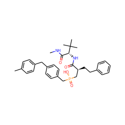 CNC(=O)[C@@H](NC(=O)[C@@H](CCc1ccccc1)C[P@](=O)(O)Cc1ccc(Cc2ccc(C)cc2)cc1)C(C)(C)C ZINC000026396223