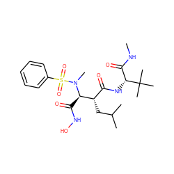CNC(=O)[C@@H](NC(=O)[C@H](CC(C)C)[C@@H](C(=O)NO)N(C)S(=O)(=O)c1ccccc1)C(C)(C)C ZINC000013802373