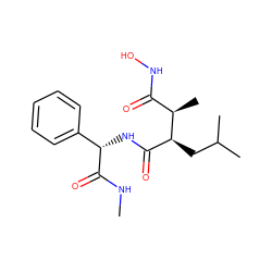 CNC(=O)[C@@H](NC(=O)[C@H](CC(C)C)[C@H](C)C(=O)NO)c1ccccc1 ZINC000001542020