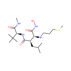 CNC(=O)[C@@H](NC(=O)[C@H](CC(C)C)[C@H](NCCCSC)C(=O)NO)C(C)(C)C ZINC000013802393