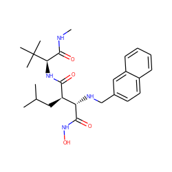 CNC(=O)[C@@H](NC(=O)[C@H](CC(C)C)[C@H](NCc1ccc2ccccc2c1)C(=O)NO)C(C)(C)C ZINC000013802391
