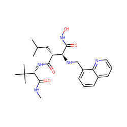 CNC(=O)[C@@H](NC(=O)[C@H](CC(C)C)[C@H](NCc1cccc2cccnc12)C(=O)NO)C(C)(C)C ZINC000013802388