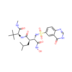 CNC(=O)[C@@H](NC(=O)[C@H](CC(C)C)[C@H](NS(=O)(=O)c1ccc2nc[nH]c(=O)c2c1)C(=O)NO)C(C)(C)C ZINC000027552335