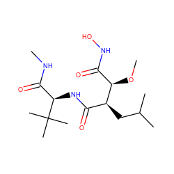 CNC(=O)[C@@H](NC(=O)[C@H](CC(C)C)[C@H](OC)C(=O)NO)C(C)(C)C ZINC000013802398