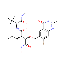 CNC(=O)[C@@H](NC(=O)[C@H](CC(C)C)[C@H](OCc1cc2c(=O)[nH]c(C)nc2cc1Br)C(=O)NO)C(C)(C)C ZINC000027553633