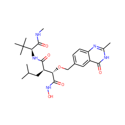 CNC(=O)[C@@H](NC(=O)[C@H](CC(C)C)[C@H](OCc1ccc2nc(C)[nH]c(=O)c2c1)C(=O)NO)C(C)(C)C ZINC000013802400