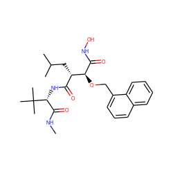 CNC(=O)[C@@H](NC(=O)[C@H](CC(C)C)[C@H](OCc1cccc2ccccc12)C(=O)NO)C(C)(C)C ZINC000013802401