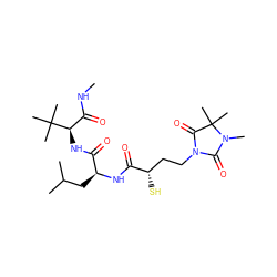 CNC(=O)[C@@H](NC(=O)[C@H](CC(C)C)NC(=O)[C@@H](S)CCN1C(=O)N(C)C(C)(C)C1=O)C(C)(C)C ZINC000003939175
