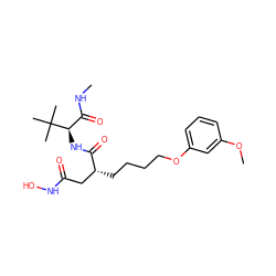 CNC(=O)[C@@H](NC(=O)[C@H](CCCCOc1cccc(OC)c1)CC(=O)NO)C(C)(C)C ZINC000013742000