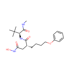 CNC(=O)[C@@H](NC(=O)[C@H](CCCCOc1ccccc1)CC(=O)NO)C(C)(C)C ZINC000013741990