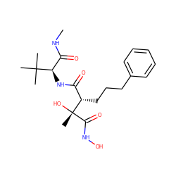 CNC(=O)[C@@H](NC(=O)[C@H](CCCc1ccccc1)[C@@](C)(O)C(=O)NO)C(C)(C)C ZINC000003821314