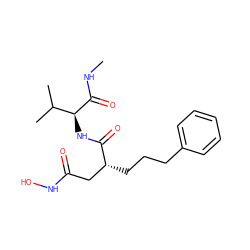 CNC(=O)[C@@H](NC(=O)[C@H](CCCc1ccccc1)CC(=O)NO)C(C)C ZINC000013779288