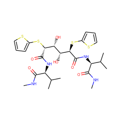 CNC(=O)[C@@H](NC(=O)[C@H](Sc1cccs1)[C@H](O)[C@@H](O)[C@@H](Sc1cccs1)C(=O)N[C@H](C(=O)NC)C(C)C)C(C)C ZINC000014943117