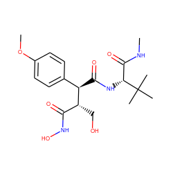 CNC(=O)[C@@H](NC(=O)[C@H](c1ccc(OC)cc1)[C@H](CO)C(=O)NO)C(C)(C)C ZINC000013473801