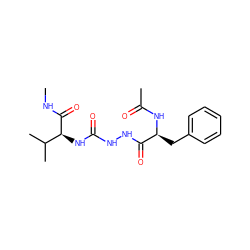CNC(=O)[C@@H](NC(=O)NNC(=O)[C@H](Cc1ccccc1)NC(C)=O)C(C)C ZINC000013491222