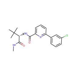 CNC(=O)[C@@H](NC(=O)c1cccc(-c2cccc(Cl)c2)n1)C(C)(C)C ZINC000150068554