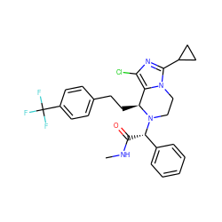 CNC(=O)[C@@H](c1ccccc1)N1CCn2c(C3CC3)nc(Cl)c2[C@@H]1CCc1ccc(C(F)(F)F)cc1 ZINC000095602459