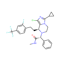 CNC(=O)[C@@H](c1ccccc1)N1CCn2c(C3CC3)nc(Cl)c2[C@@H]1CCc1ccc(C(F)(F)F)cc1F ZINC000096272287