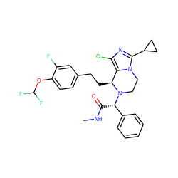CNC(=O)[C@@H](c1ccccc1)N1CCn2c(C3CC3)nc(Cl)c2[C@@H]1CCc1ccc(OC(F)F)c(F)c1 ZINC000096272286