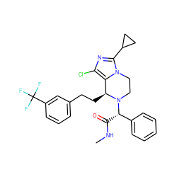 CNC(=O)[C@@H](c1ccccc1)N1CCn2c(C3CC3)nc(Cl)c2[C@@H]1CCc1cccc(C(F)(F)F)c1 ZINC000068197676