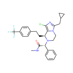 CNC(=O)[C@@H](c1ccccc1)N1CCn2c(CC3CC3)nc(Cl)c2[C@@H]1CCc1ccc(C(F)(F)F)cc1 ZINC000095601108